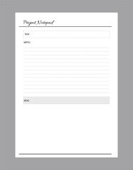 Project Planner. Minimalist planner template set. Vector illustration.	 