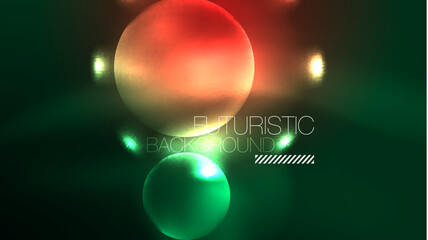 Neon glowing circles, magic energy space light concept, abstract background wallpaper design