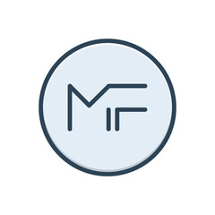 Color illustration icon for mf letter 