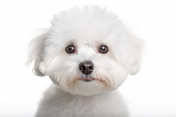 portrait of a white bichon dog - obrazy, fototapety, plakaty