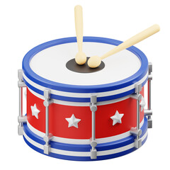 Obraz na płótnie Canvas Drum Ornament to Celebrate American Independent Day 3D Icon