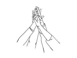 Continuous one line drawing of business people teamwork. Vector illustration.