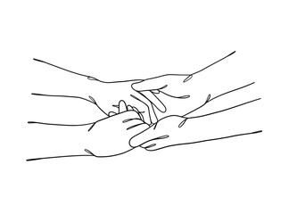 Continuous one line drawing of business people teamwork. Vector illustration.