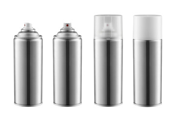 Blank aluminum spray can isolate on white