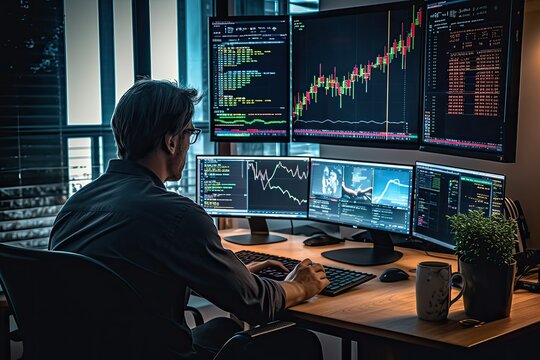 Person trading stocks on a computer