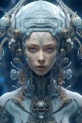 portrait of cyber woman, Generative AI
