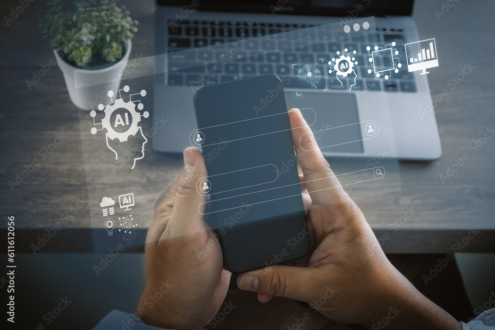 Aufkleber business connection technology ai (artificial intelligence) learning internet of things (iot): onlin