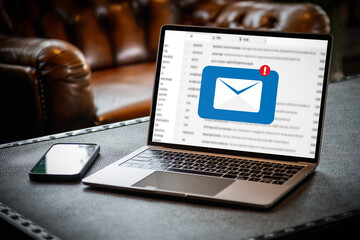 Mail Communication Connection message to mailing contacts phones Global Letters Concept person browsing message using media communication mailing advertisement