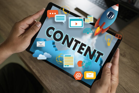content marketing business Content communication Data Blogging Media Publication Information Vision Technology Concept Social Advertising Data Search Man Research SEO