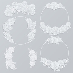 Paper flower wreath collection design elements