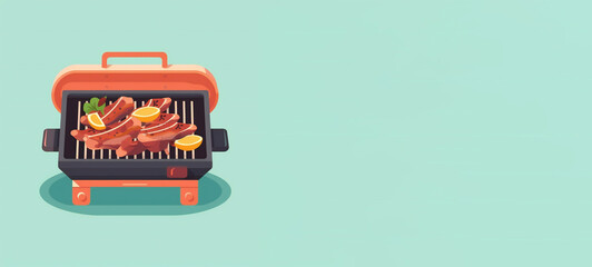 Isolated flat barbecue icon banner. Created with generative AI technology.