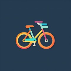 Fototapeta na wymiar Colorful bicycle flat logo. Created with generative AI technology. 