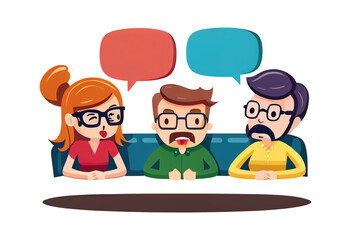 Family sitting and talking on sofa with a conversation for cartoon character style on transparent background.Ai generated	