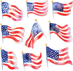 American flag watercolor waving generate with ai