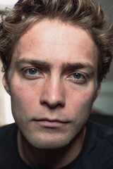 Obraz premium Creative close up shot of a man looking directly into the camera