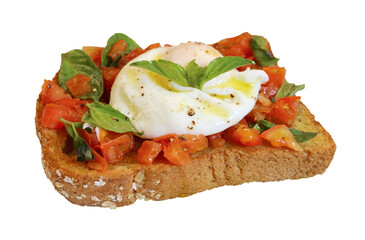 Closeup of Delectable Open faced Sandwich Toast Isolated on Transparent Background, PNG File