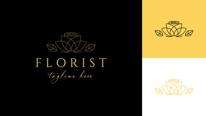 Gold Florist Logo Design Business Concept