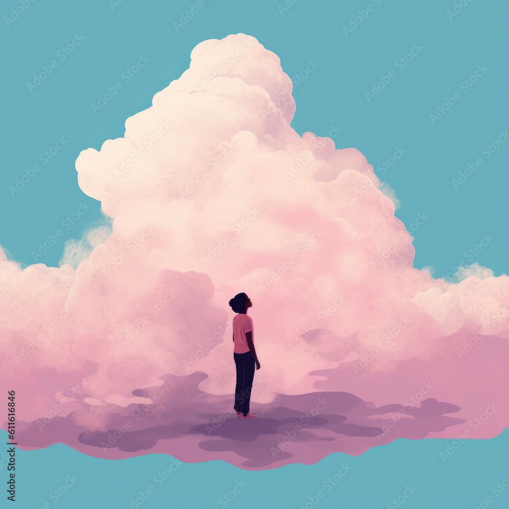 Aufkleber a person looking up at a sky full of clouds understanding how their own moods change and evolve psyc