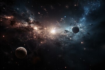 Obraz na płótnie Canvas Galactic space with Nebula and Milky Way. Generative AI
