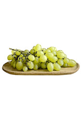 Grapes with watercolor techniques on a white background in bright pastel tones for graphic work.