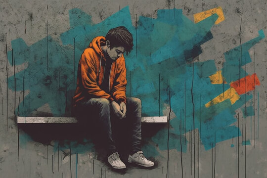 Illustration of a person with depression 
