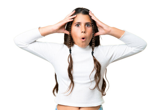 Young girl over isolated chroma key background with surprise expression