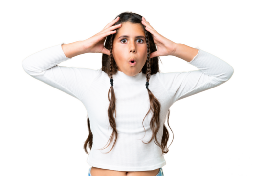 Young girl over isolated chroma key background with surprise expression