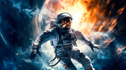 Obraz premium astronaut in spacesuit in space, ai generated