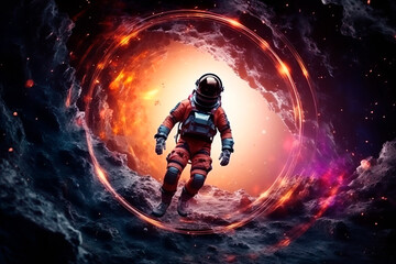 Fototapeta premium astronaut in spacesuit in space, ai generated