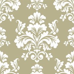 Gold and white damask vector seamless pattern. Vintage, paisley elements. Traditional, Turkish motifs. Great for fabric and textile, wallpaper, packaging or any desired idea.