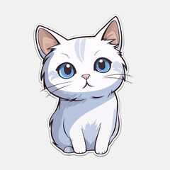 Fototapeta na wymiar Playful cartoon Cat sticker Illustrations in minimalist detailed style