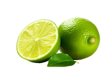 Lime isolated on transparent background, with a slice, Generative AI