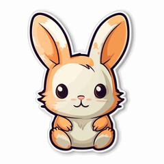 Fototapeta na wymiar Playful cartoon Rabbit sticker Illustrations in minimalist detailed style