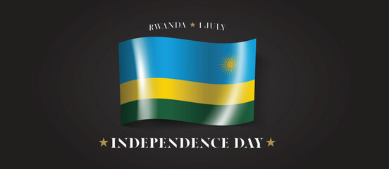Rwanda happy independence day greeting card, banner with template text vector illustration
