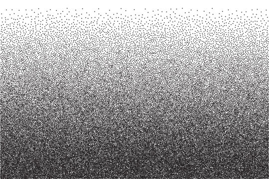 Stipple dots, gradient grain and noise texture, abstract black white halftone background