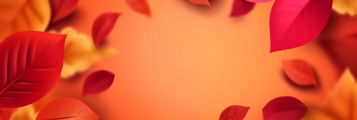 Autumn sale banner background with red leaves, autumn nature promo vector design elements. Banner. Generative AI