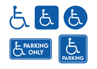  Wheelchair icon set , Handicapped or accessibility parking only sign for apps, web and print