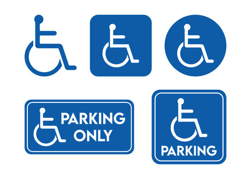  Wheelchair icon set , Handicapped or accessibility parking only sign for apps, web and print