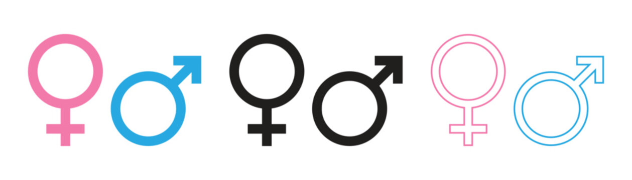 Male and female sign, Gender icon set , Gender symbol pink, blue and black collection