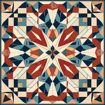 Ancient eometrical tile mosaic vector 