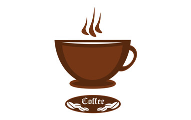 Coffee Cup Vector Logo. Vector Coffee Cup and coffee beans can also be used for poster, icon, emblem, badge or label design