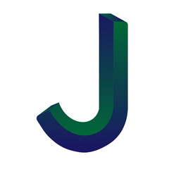 3D Letter J in Blue and Green Color
