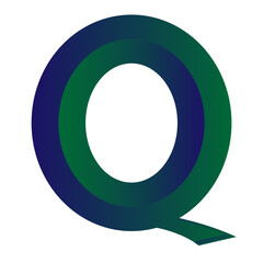 3D Letter Q in Blue and Green Color