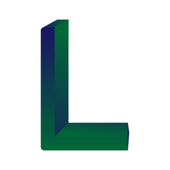 3D Letter L in Blue and Green Color