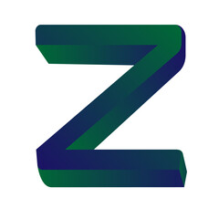 3D Letter Z in Blue and Green Color