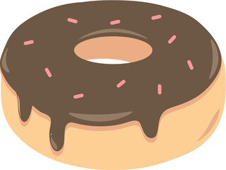 Donut Chocolate, Cute Cartoon illustration isolated