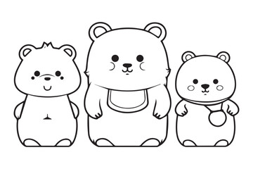 Obraz na płótnie Canvas Cute Bear Coloring Pages, Kids Coloring Book, Bear Vector Character Illustration