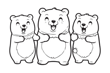 Cute Bear Coloring Pages, Kids Coloring Book, Bear Vector Character Illustration