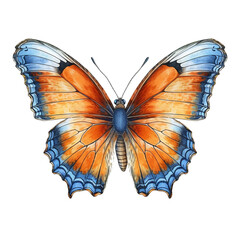 Fantasy Butterfly Watercolor Clipart, Caribbean Blue Butterfly Clipart, made with generative AI