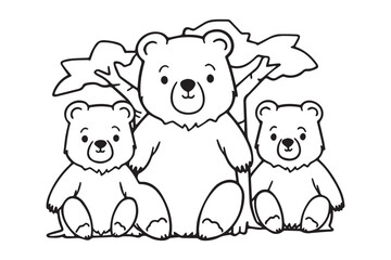 Cute Bear Coloring Pages, Kids Coloring Book, Bear Vector Character Illustration